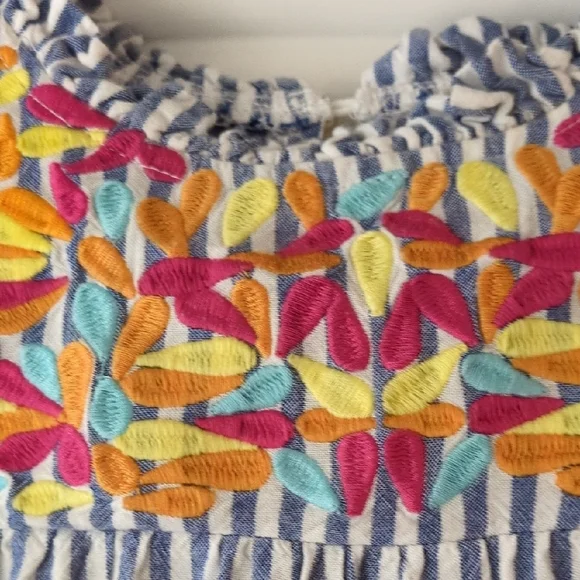 JODIFL Blue Striped Dress with Colorful Embroidery - Picture 3 of 5